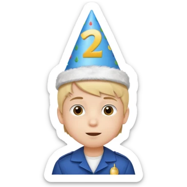 a little boy with birthday hat, wearing uniform student















 sticker