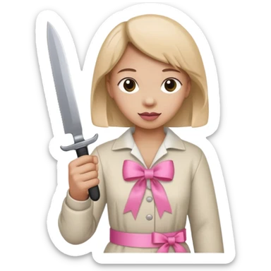 the handle of the knife is tied with a pink ribbon sticker