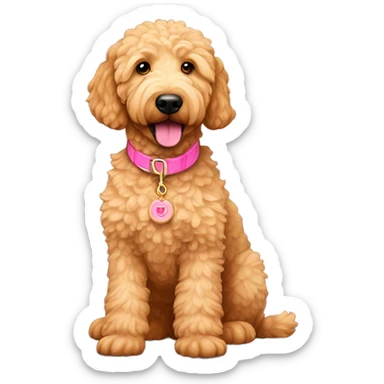 Apricot golden doodle with pink collar sticker