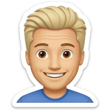 Happy light skin40 year old fit man with  town hair sticker