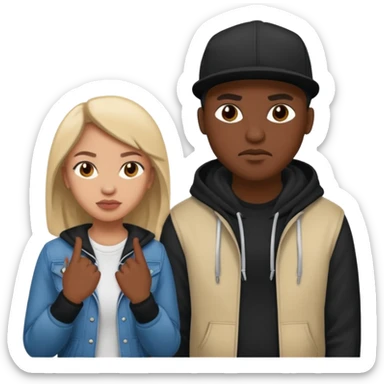 Multiracial hip hop couple love, mad, happy sticker