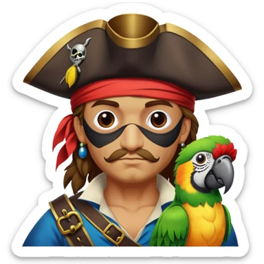 pirate with eye patch and parrot sticker
