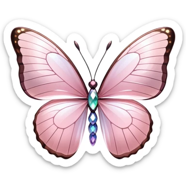 Light pink rainbow glass crystal butterfly sticker