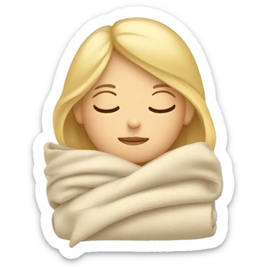 blonde hair girl sleeping in a folded blanket  sticker