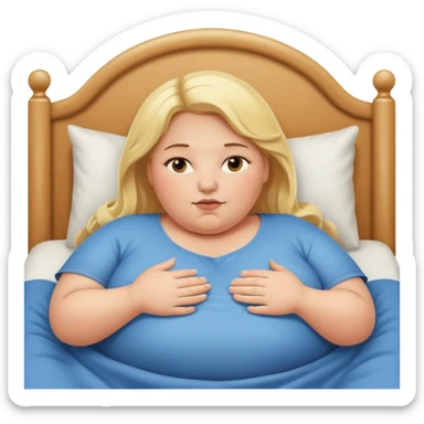 Obese blonde laying bed   sticker