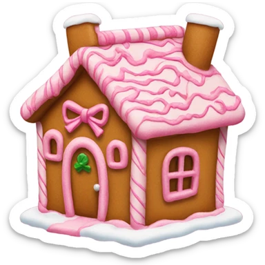 Gingerbread house with a pink bow  sticker