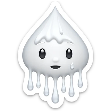 individual white glue white drops falling and dripping down out of a tube, falling in drops and strands, all white sticker