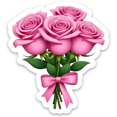 Buquê de rosas na cor rosa choque com um laço grande na cor rosa choque  sticker