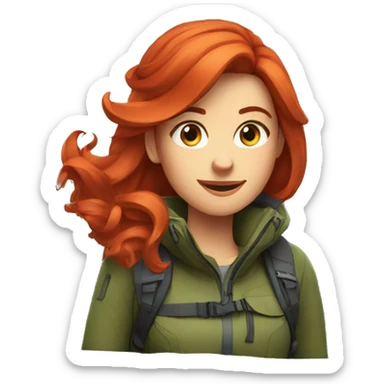 a red hair female on mountain summit sticker