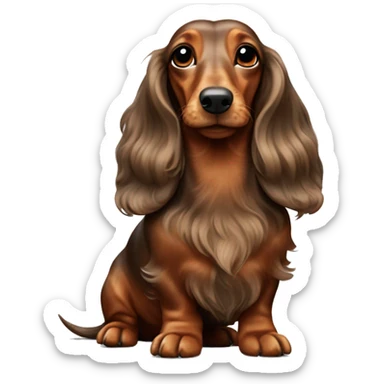 cheerful long-haired brown marble dachshund in full height on the side sticker