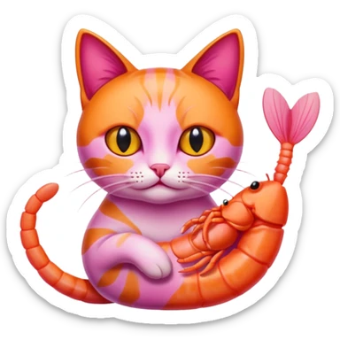 Cat with shrimp body, trippi troppi sticker