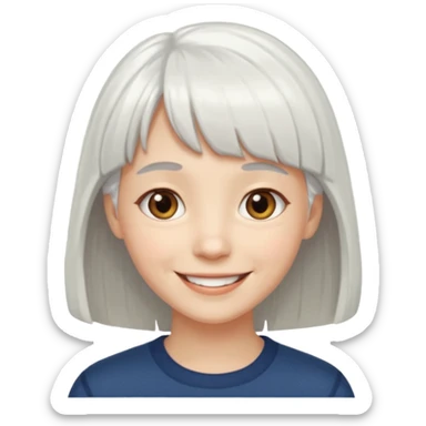 little longer white hair and bangs smile sticker