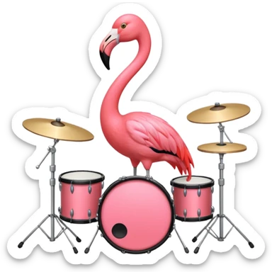 Black flamingo playing drums sticker
