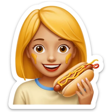 Girl hotdog in mouth sticker