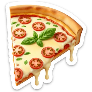 one slice of margarita pizza with cheese and basil sticker