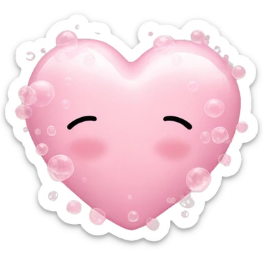 pale pink heart with bubbles sticker