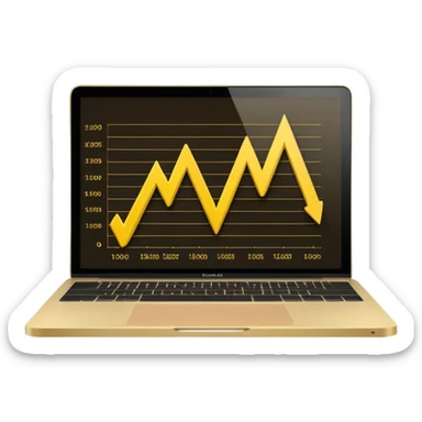 golden increasing chart on mac book screen sticker