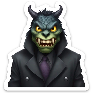 monster wearing a trench coat sticker