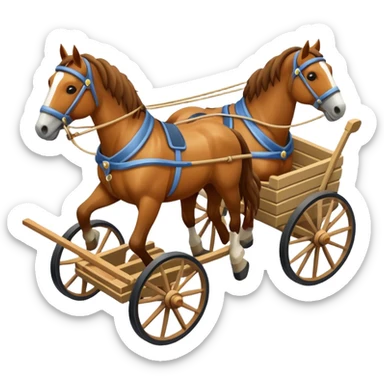 horses pulling a cart, isometric view sticker