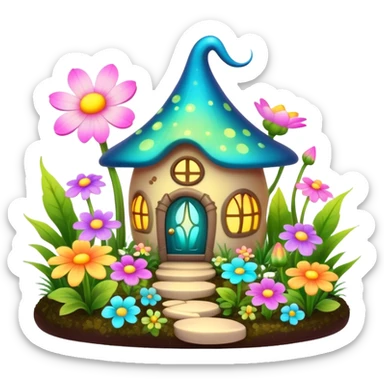 fairy garden with glowing flowers sticker