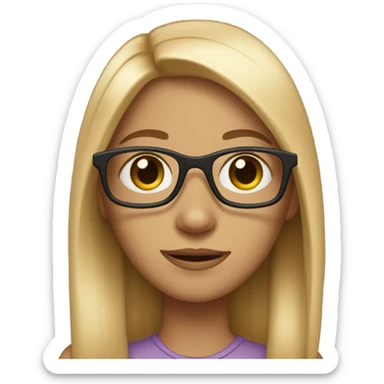 girl with straight long hair and almond shape eyes wearing glasses  sticker