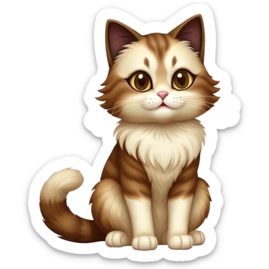 cinematic-[showshoe cat]-realistic-full-body-sitting-emoji,-tail-curled-playfully-around-its-paws,-head-tilted-dramatically,-fluffy-[brown mask]-fur,-simplified-yet-realistic-focused-features,-highly-detailed,-glowing-with-an-almost-sarcastic-glow sticker