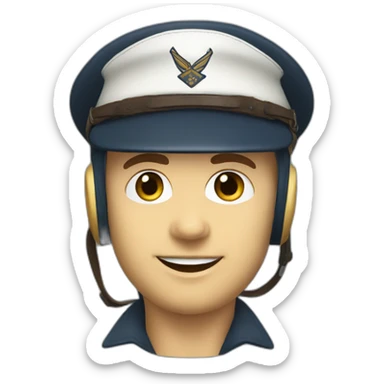 a caucasian 1940's air force pilot, with a leather helmet sticker