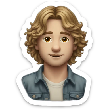 hyper realistic Drew Starkey acter boy middle part hair outer banks sticker