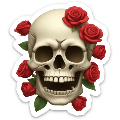 skull with roses sticker