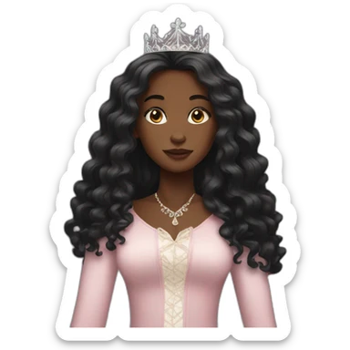 Black women with long hair princess sticker