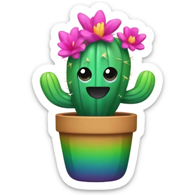 Rainbow cactus sticker