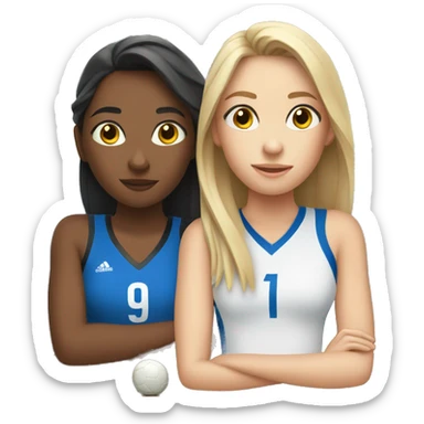  2 girls watching soccer in blu and white clothes sticker