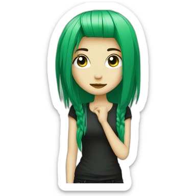 emo girl, green hair sticker