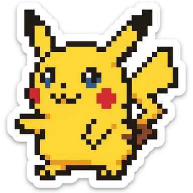 Make Pikachu with blue eyes, retro video game pixel art style, no background. Keep the pixel art style but change the eye color to blue. sticker