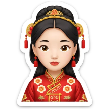 Asian girl wearing traditional Chinese clothes sticker