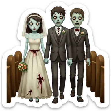 Zombie couple on wedding day sticker