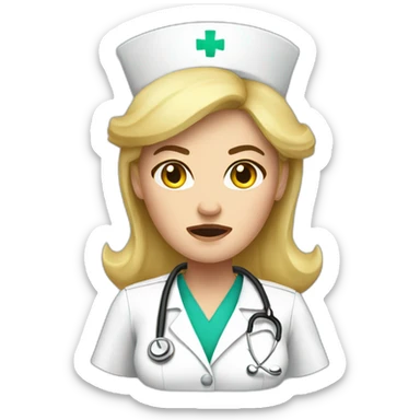 angry blonde woman nurse sticker