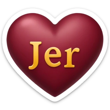 Burgundy heart with the letters Jer in the middle  sticker