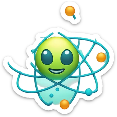 Atom cartoon for neon atom sticker