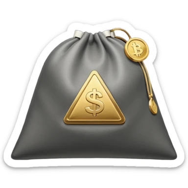 bag of money with a classic video play button (white triangle on dark circle), coins at the side, no dollar sign sticker