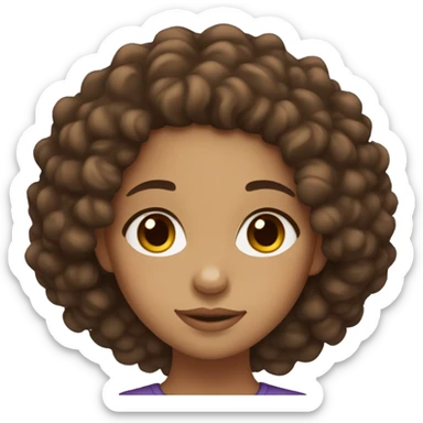 lightskin girl with brown curly hair and brown eyes sticker