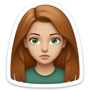 Девушка, светлая шатенка с длинами волосами, лет 25 с серо зелёными глазами по темнее с более серьезным лицом  sticker