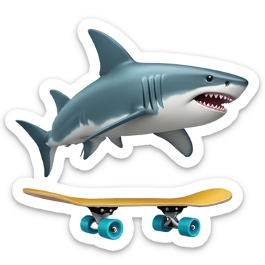 shark riding a skateboard in alska sticker