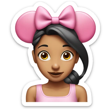 Girl with Minnie Mouse ears with a pink bow sticker