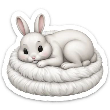 cartoon rabbit sleeping soundly in a big bed by itself with its eyes closed sticker