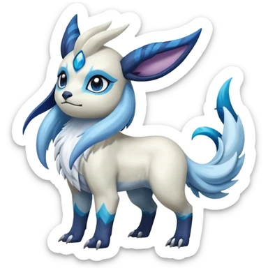 Scaly cute realistic painted Asian graceful Absol-Cobalion-Glaceon-Suicune-Amaura-fusion sticker