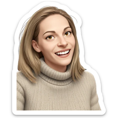 smiling girl in cozy sweater sticker