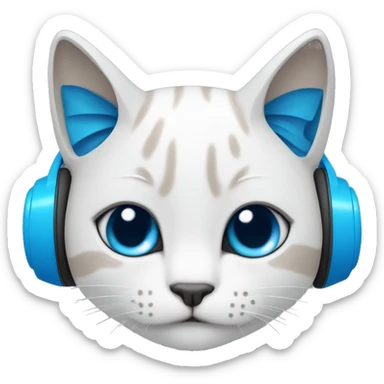 un gatto con delle cuffie blu sticker