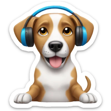 Dog listening to music  sticker