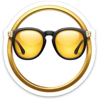 black glasses with + diamond and golden sticker